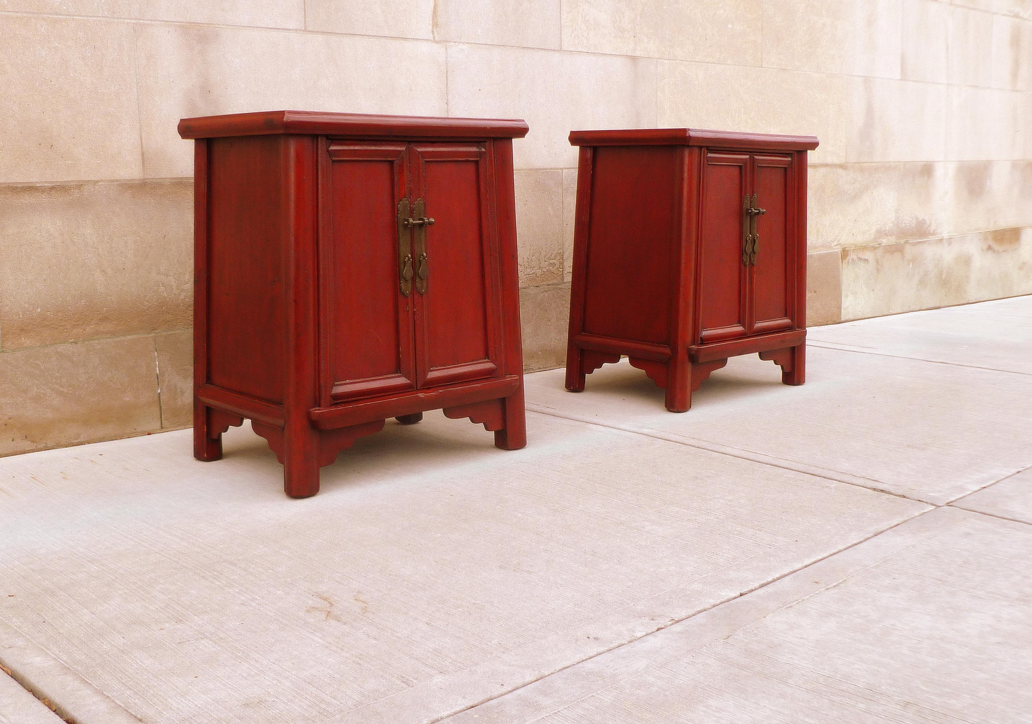 Pair of Red Lacquer Chests For Sale 3