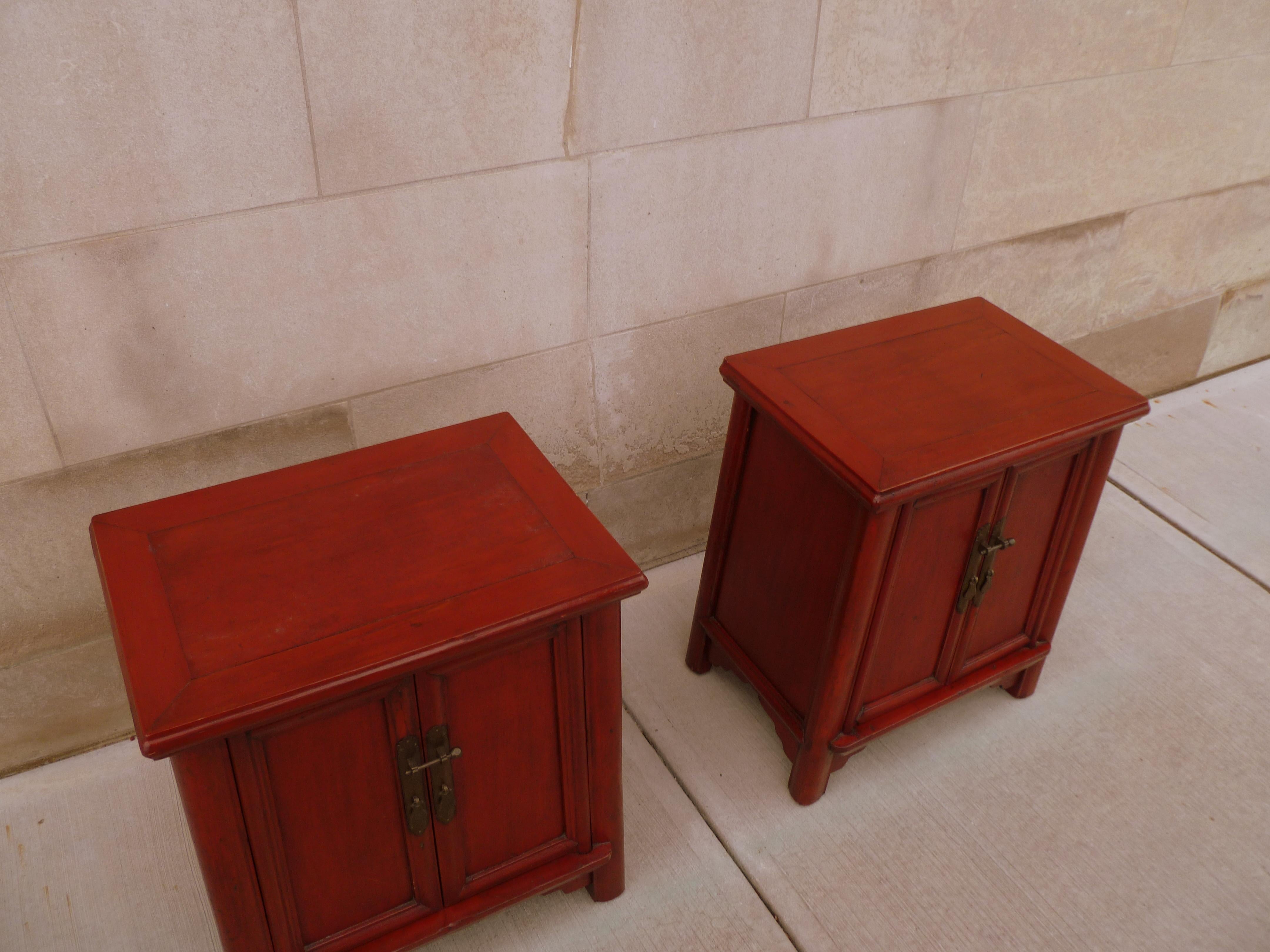 Pair of Red Lacquer Chests For Sale 4