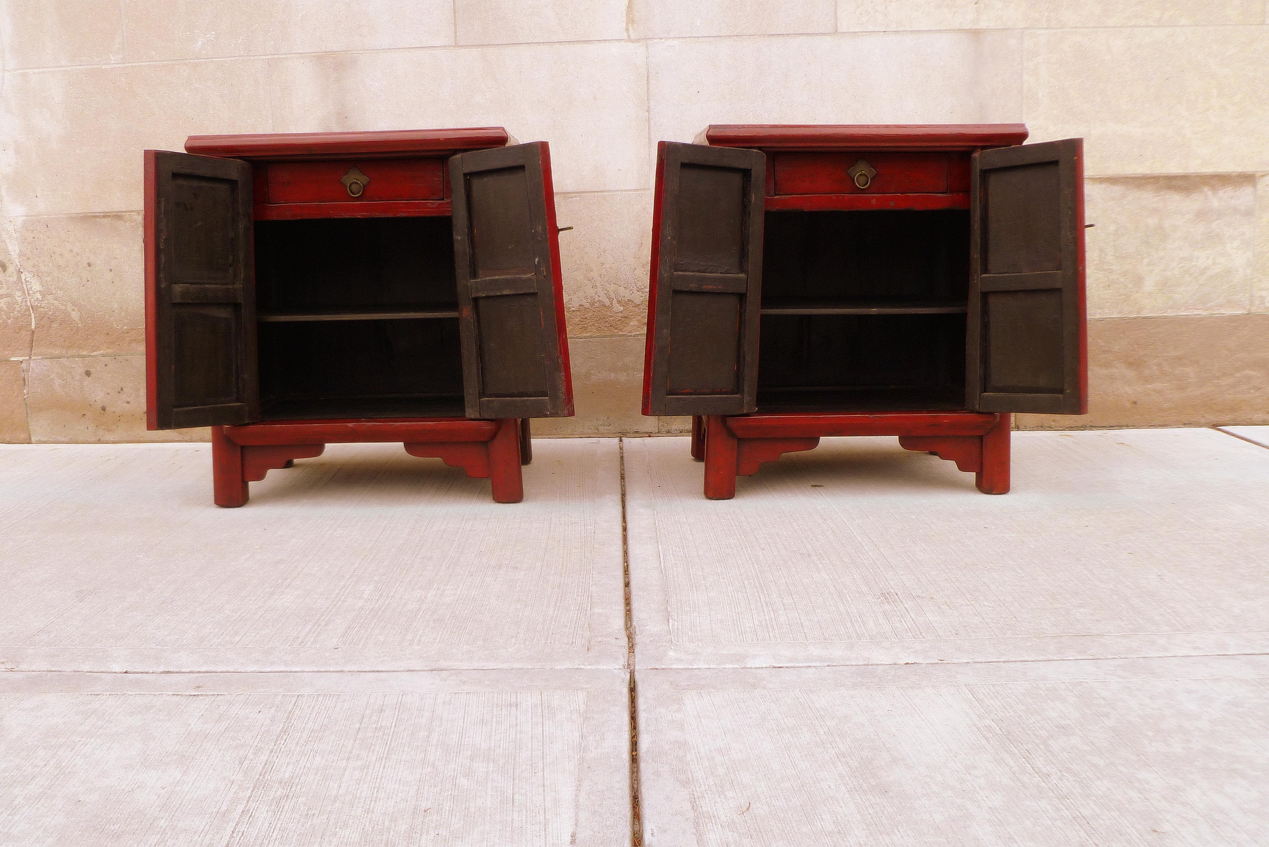 Pair of Red Lacquer Chests For Sale 6