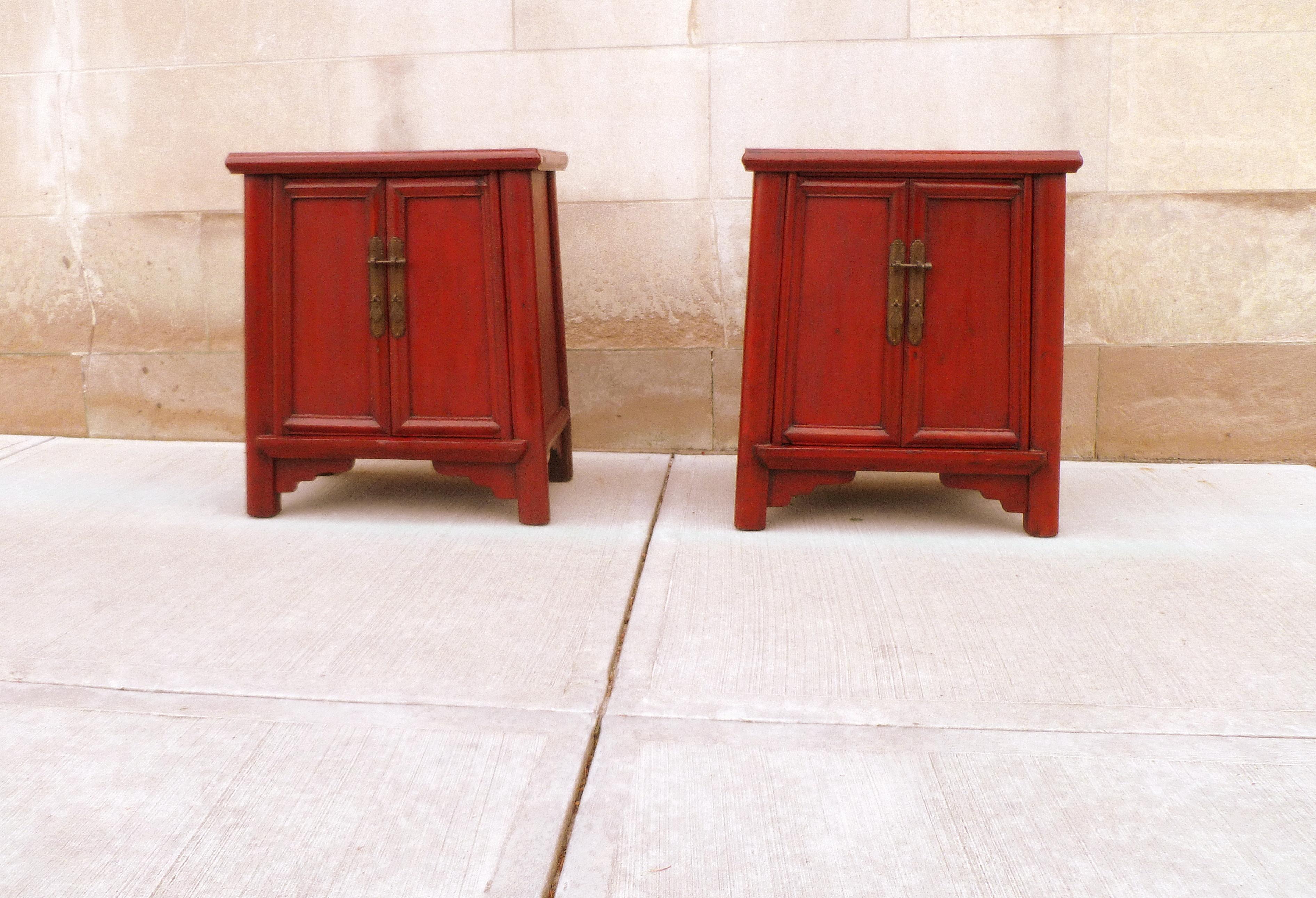 Ming Pair of Red Lacquer Chests For Sale