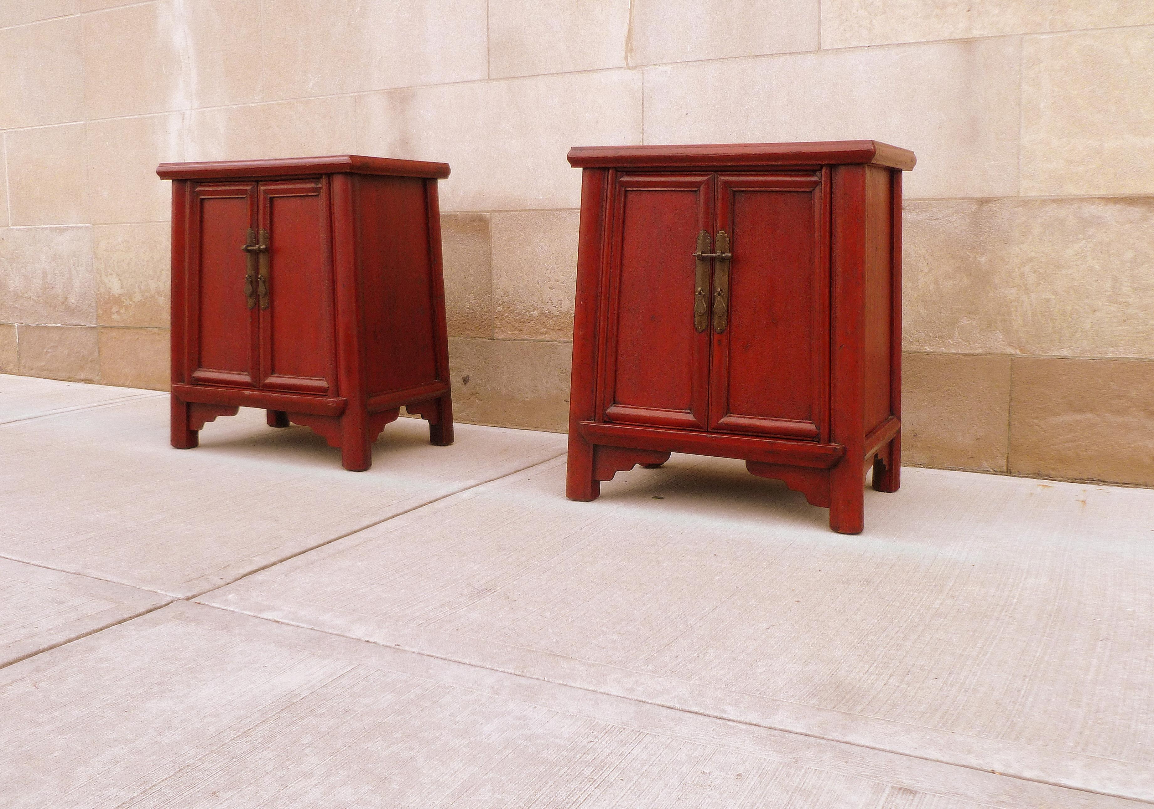 Pair of Red Lacquer Chests For Sale 1