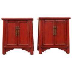 Pair of Red Lacquer Chests