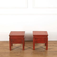 Pair of Red Lacquer Low Tables