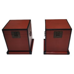 Pair of Red Lacquer Trunks - Early 20th Century