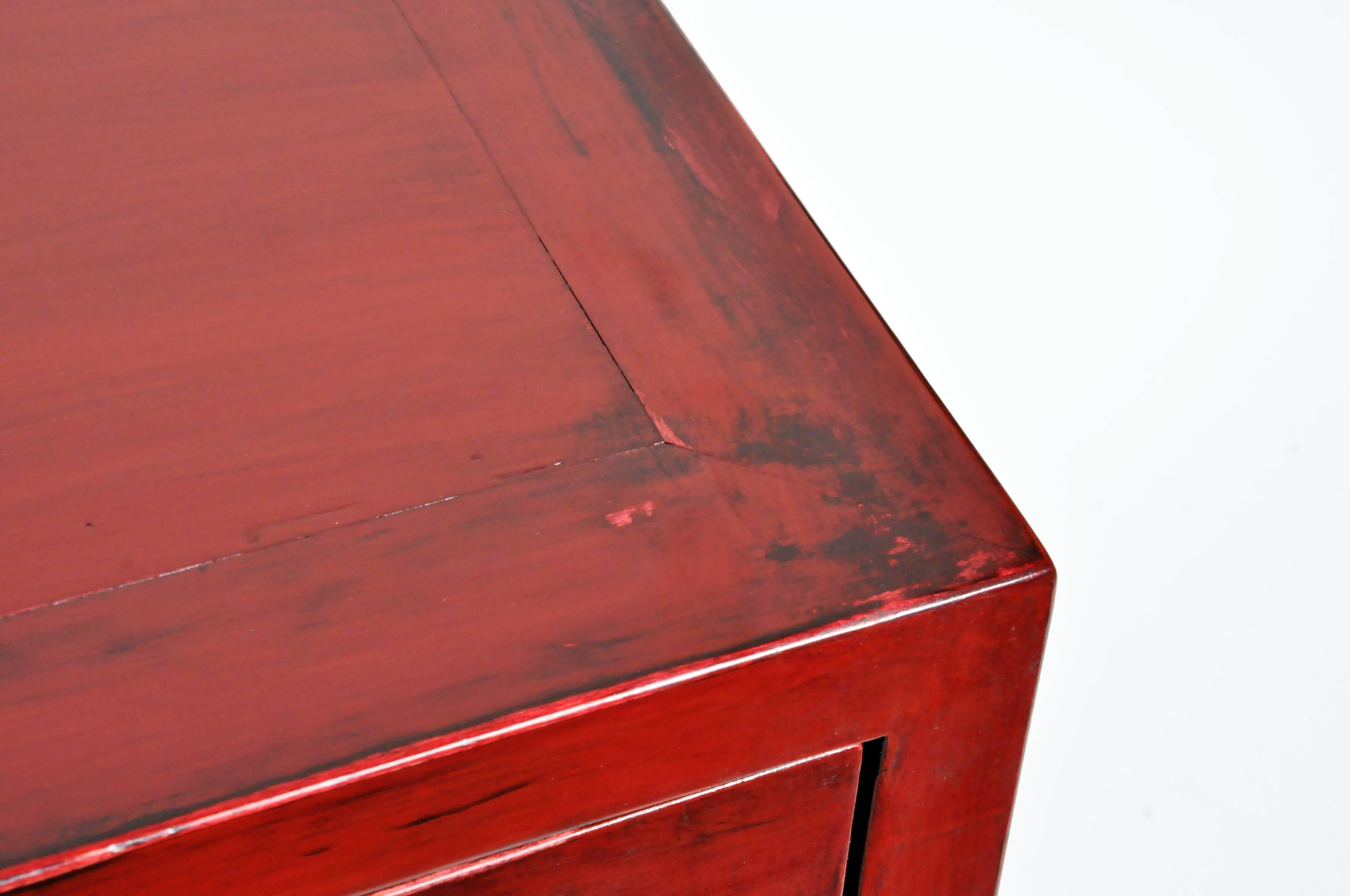 Pair of Red Lacquered Chinese Side Chests 6