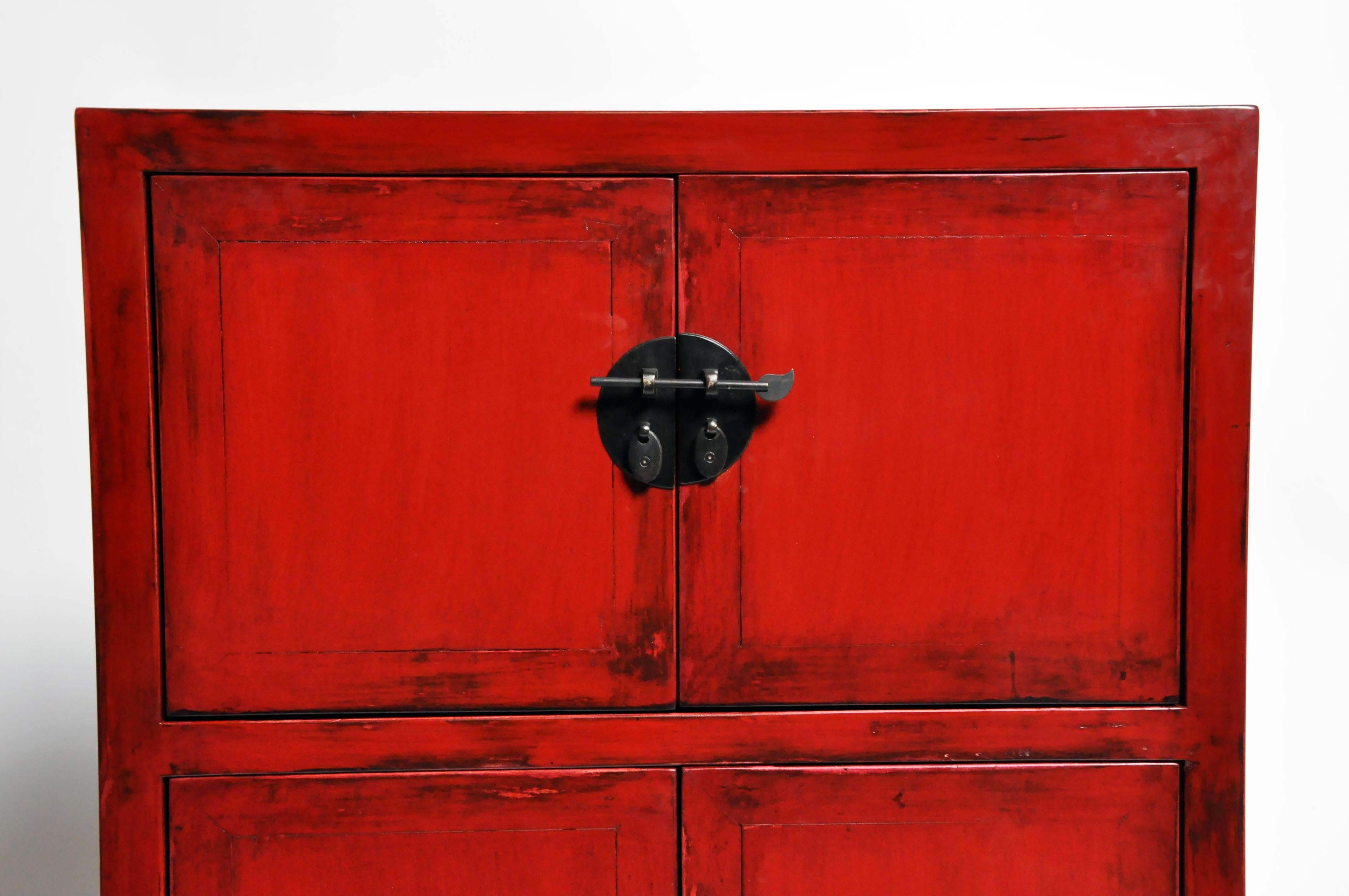 Pair of Red Lacquered Chinese Side Chests 7