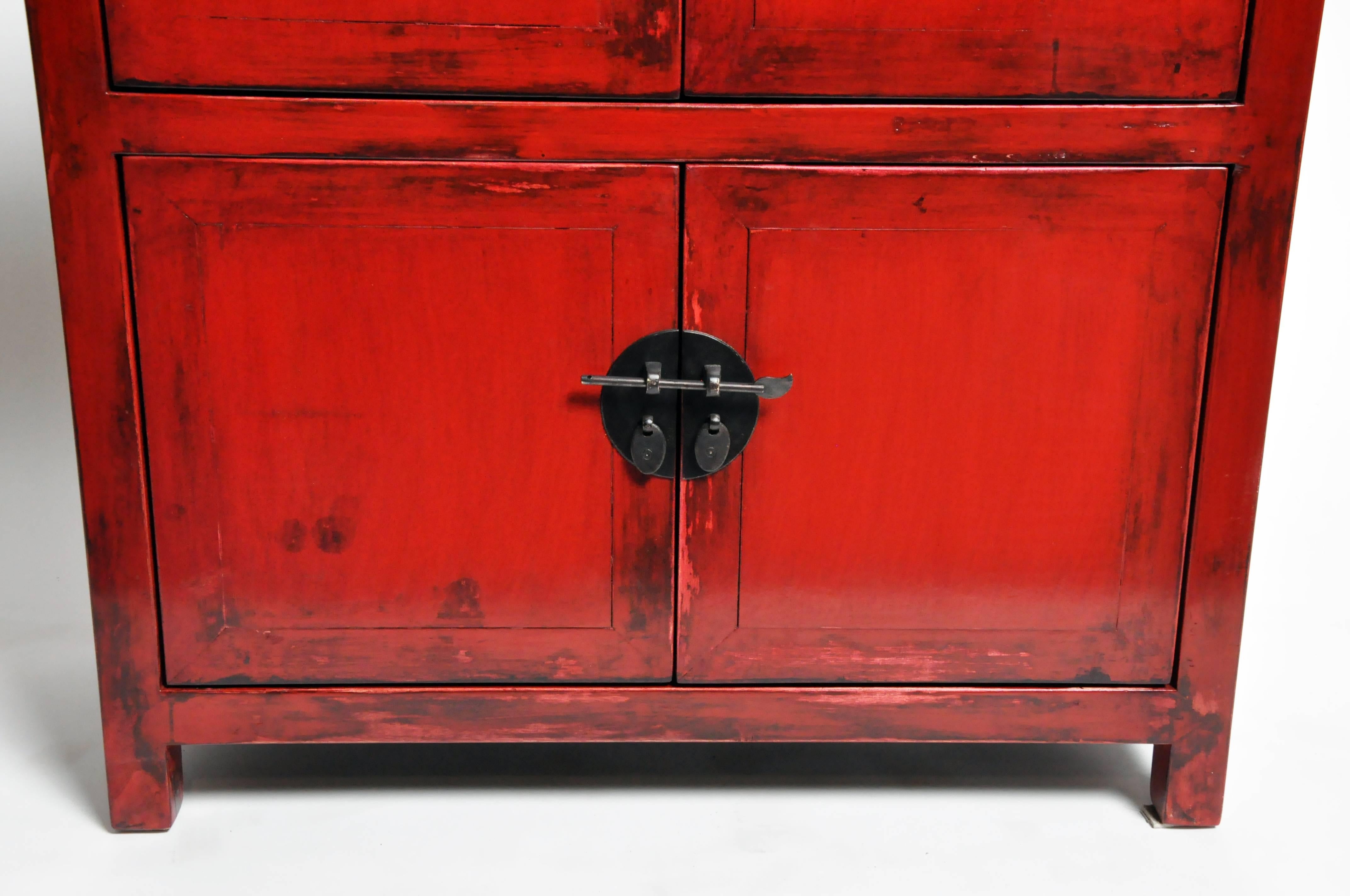 Pair of Red Lacquered Chinese Side Chests 8