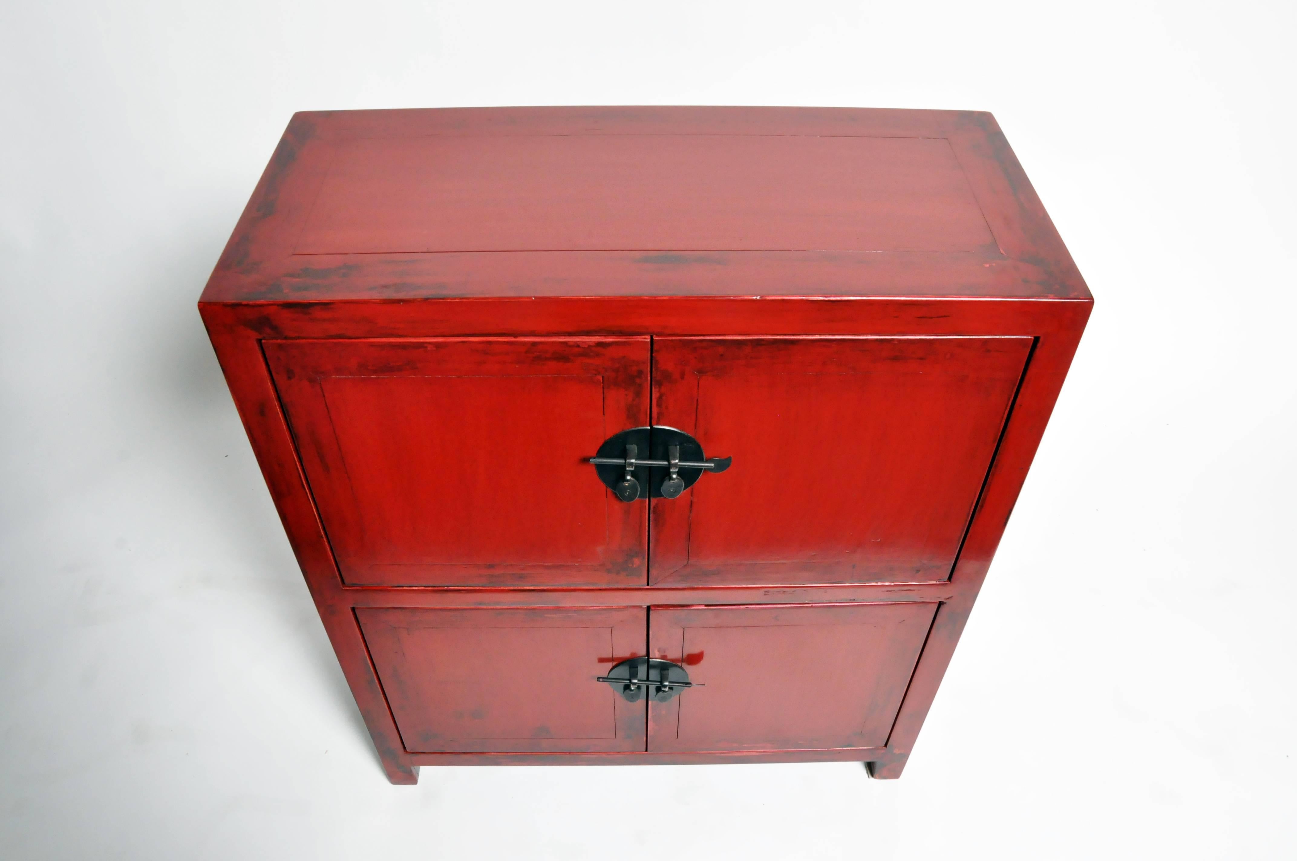 Pair of Red Lacquered Chinese Side Chests 2