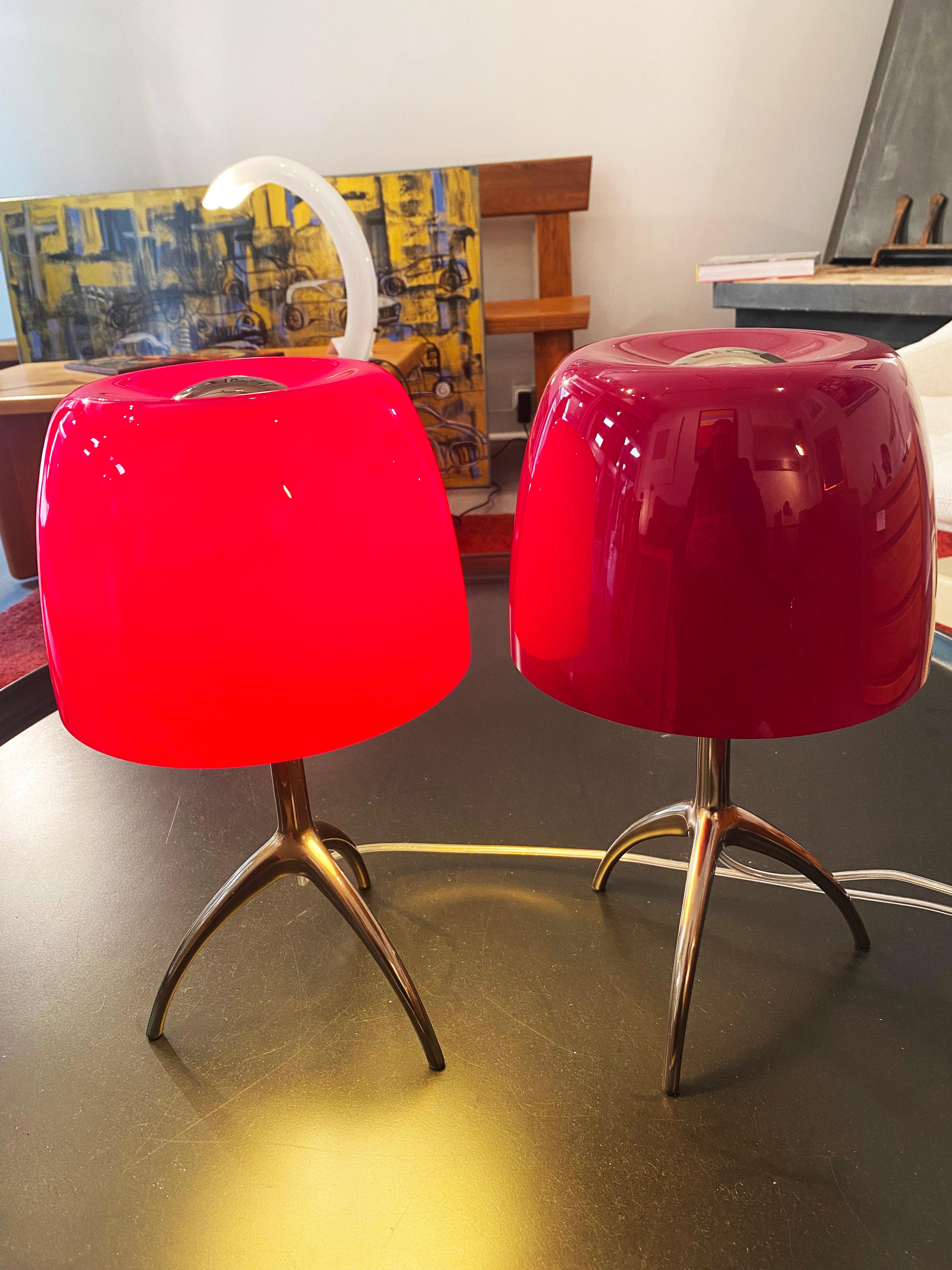 Pair of red lamps Rodolfo Dordoni 
