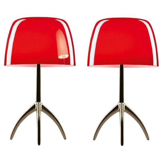 Pair of red lamps Rodolfo Dordoni  "Lumière 05 Piccola" For Sale