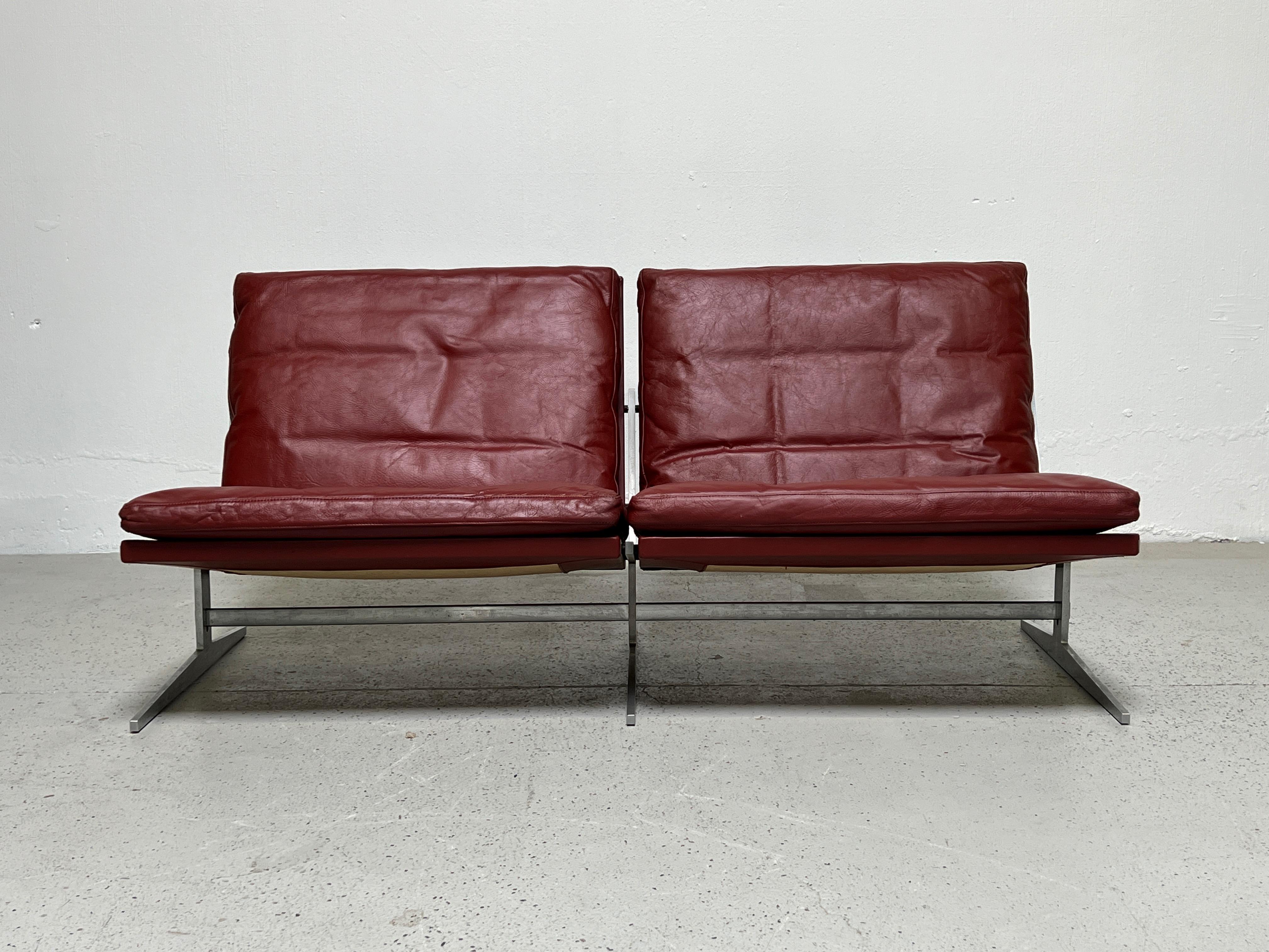 Pair of Red Leather Settees by Fabricius and Kastholm For Sale 10