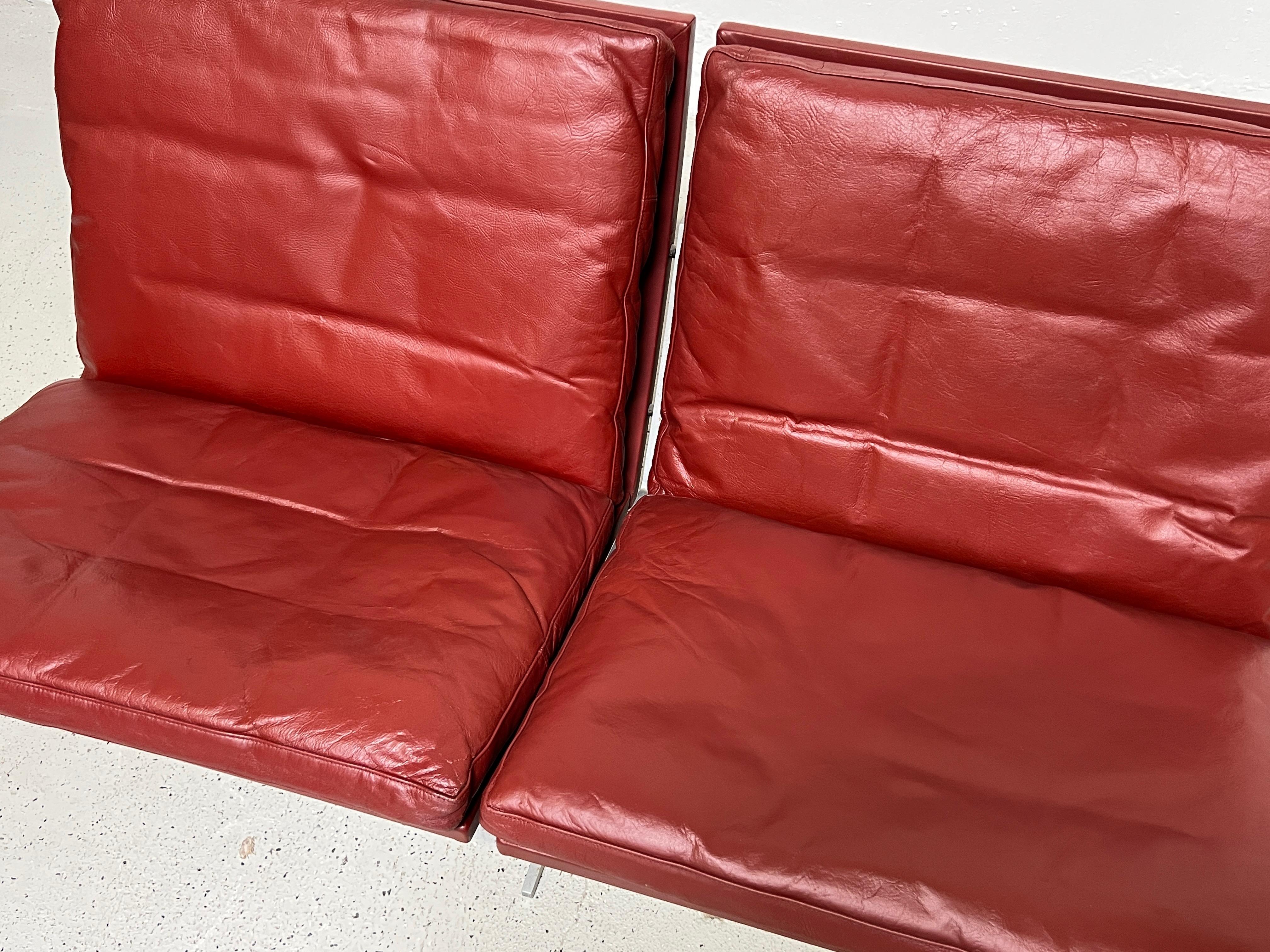 Pair of Red Leather Settees by Fabricius and Kastholm 11
