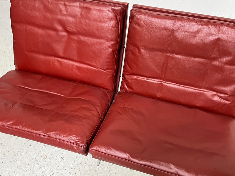 Pair of Red Leather Settees by Fabricius and Kastholm For Sale 11