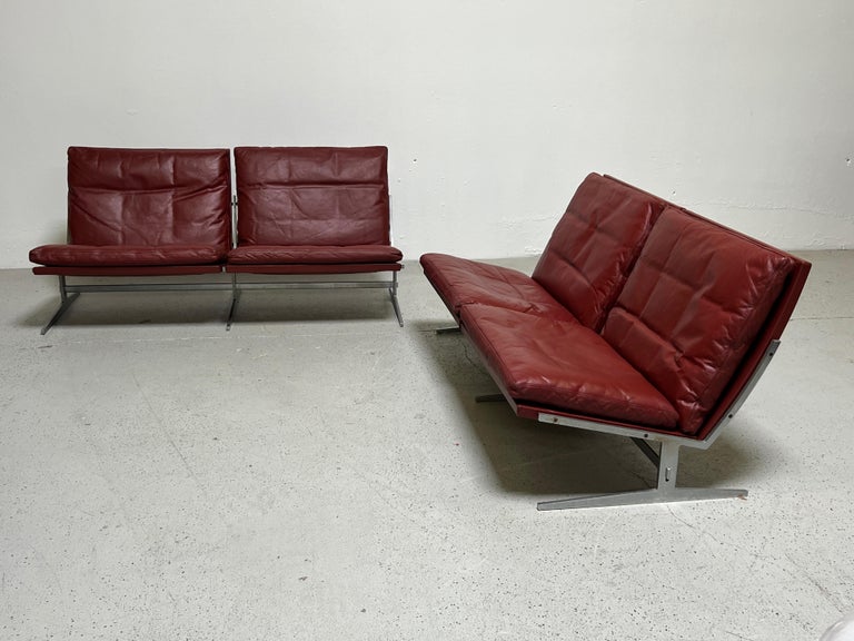 Pair of Red Leather Settees by Fabricius and Kastholm For Sale 12