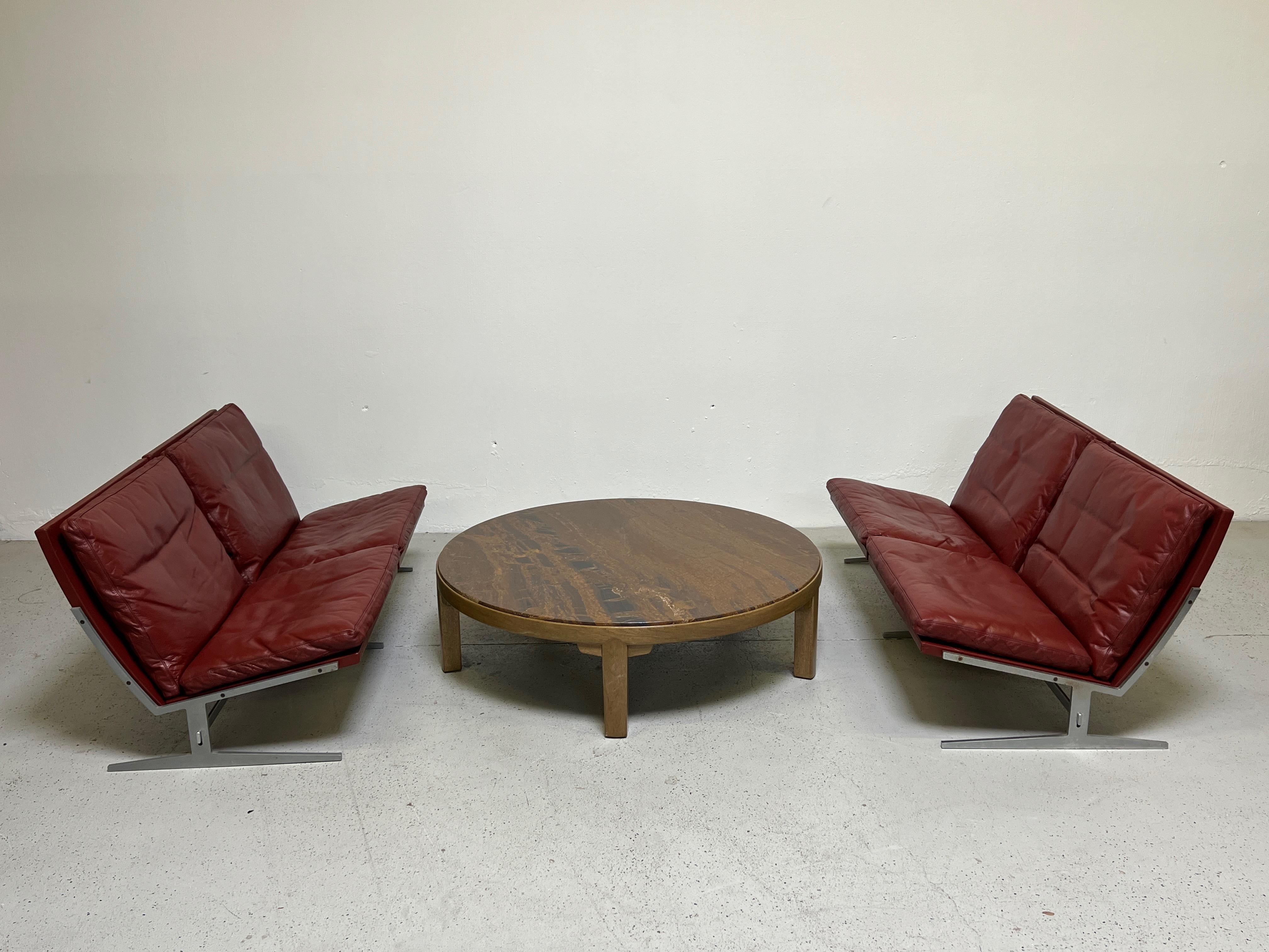 Pair of Red Leather Settees by Fabricius and Kastholm For Sale 13