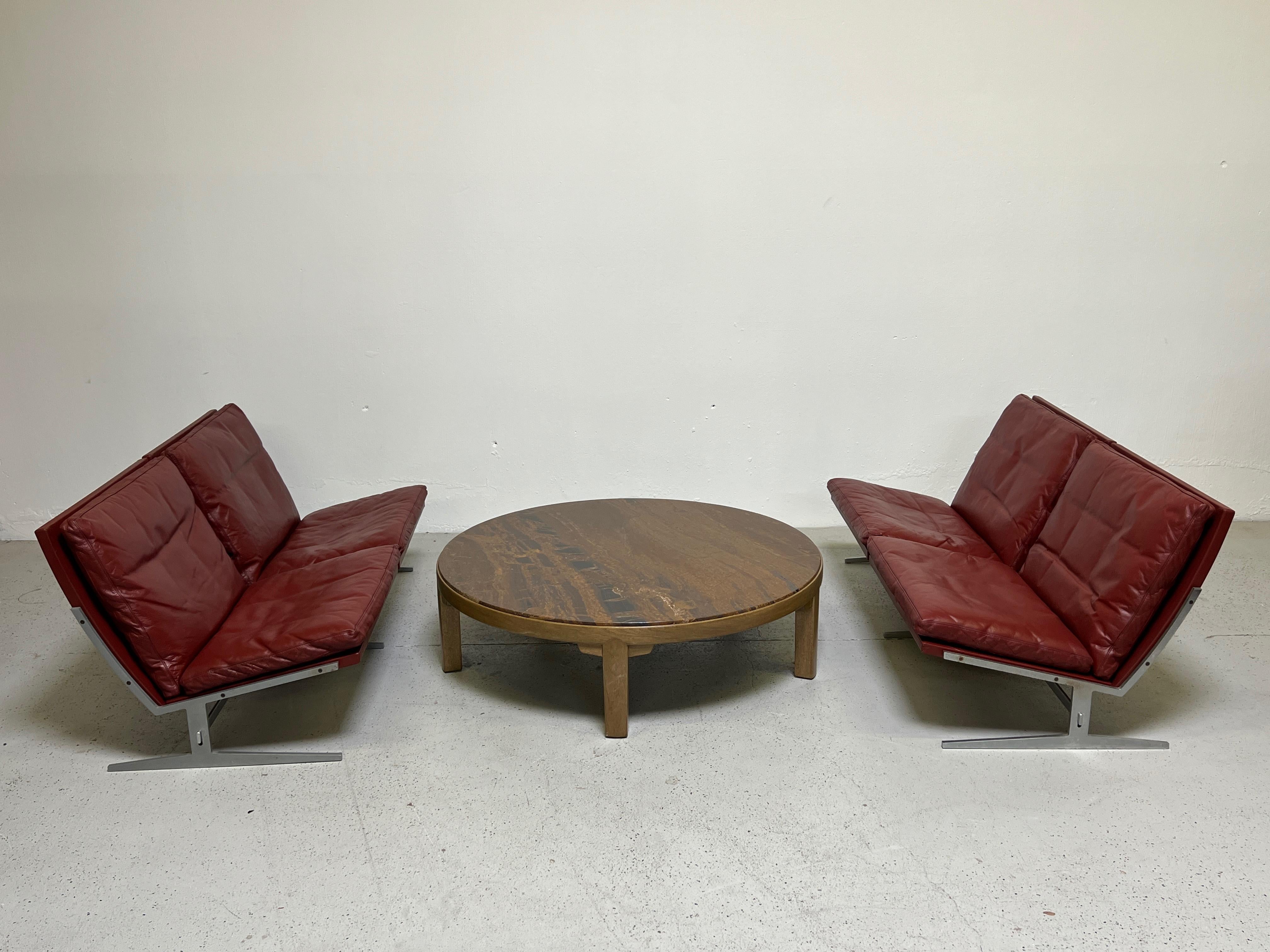 Pair of Red Leather Settees by Fabricius and Kastholm 13