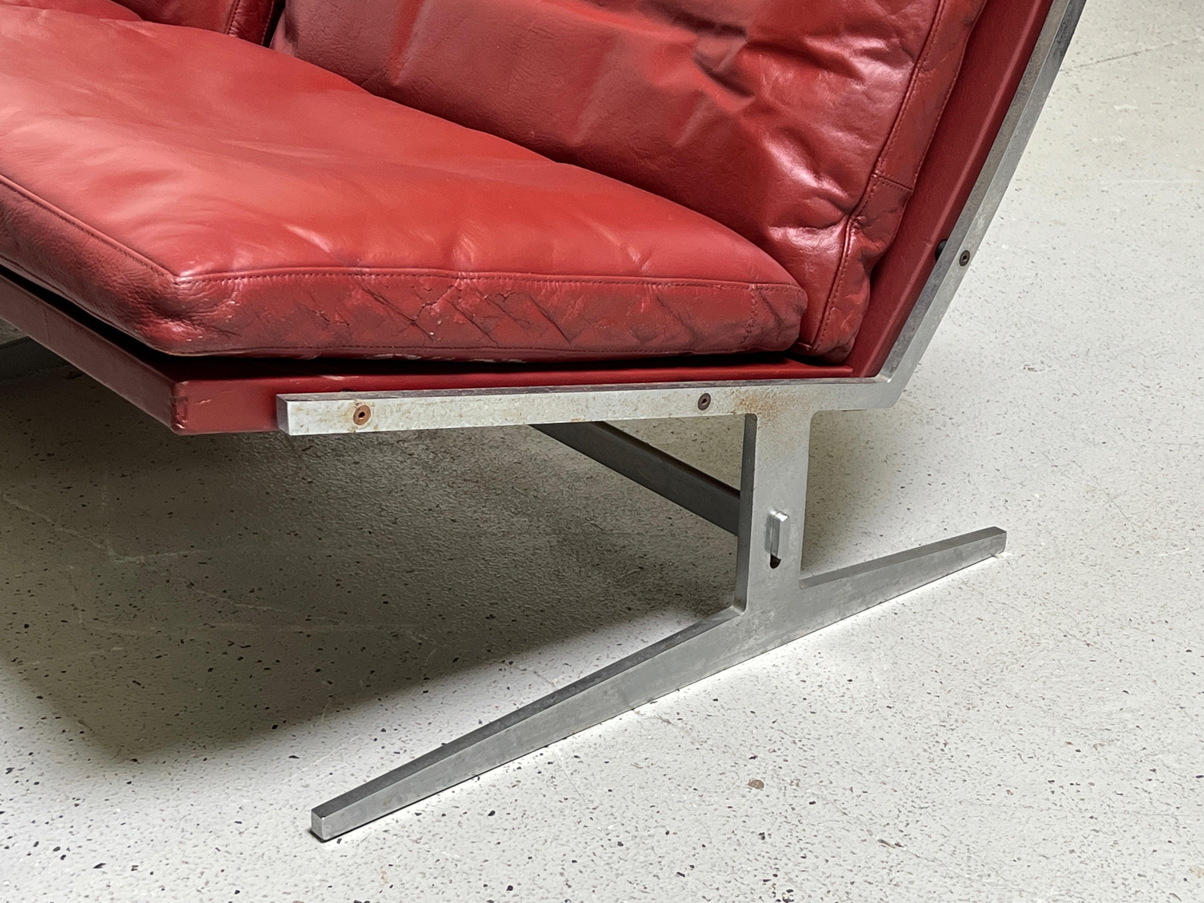Pair of Red Leather Settees by Fabricius and Kastholm 1