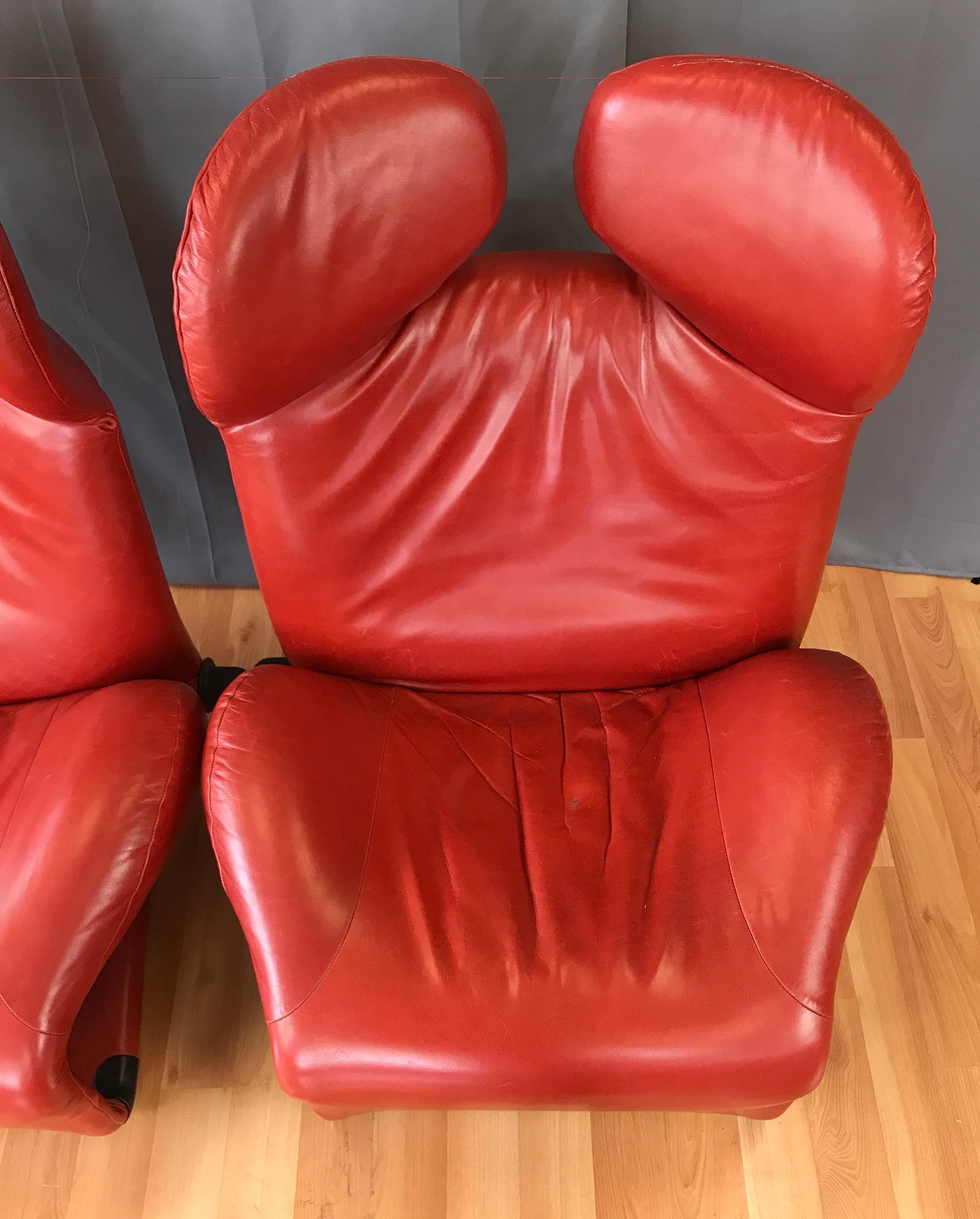 Pair of Toshiyuki Kita for Cassina Wink Convertible Leather Lounge Chairs 1