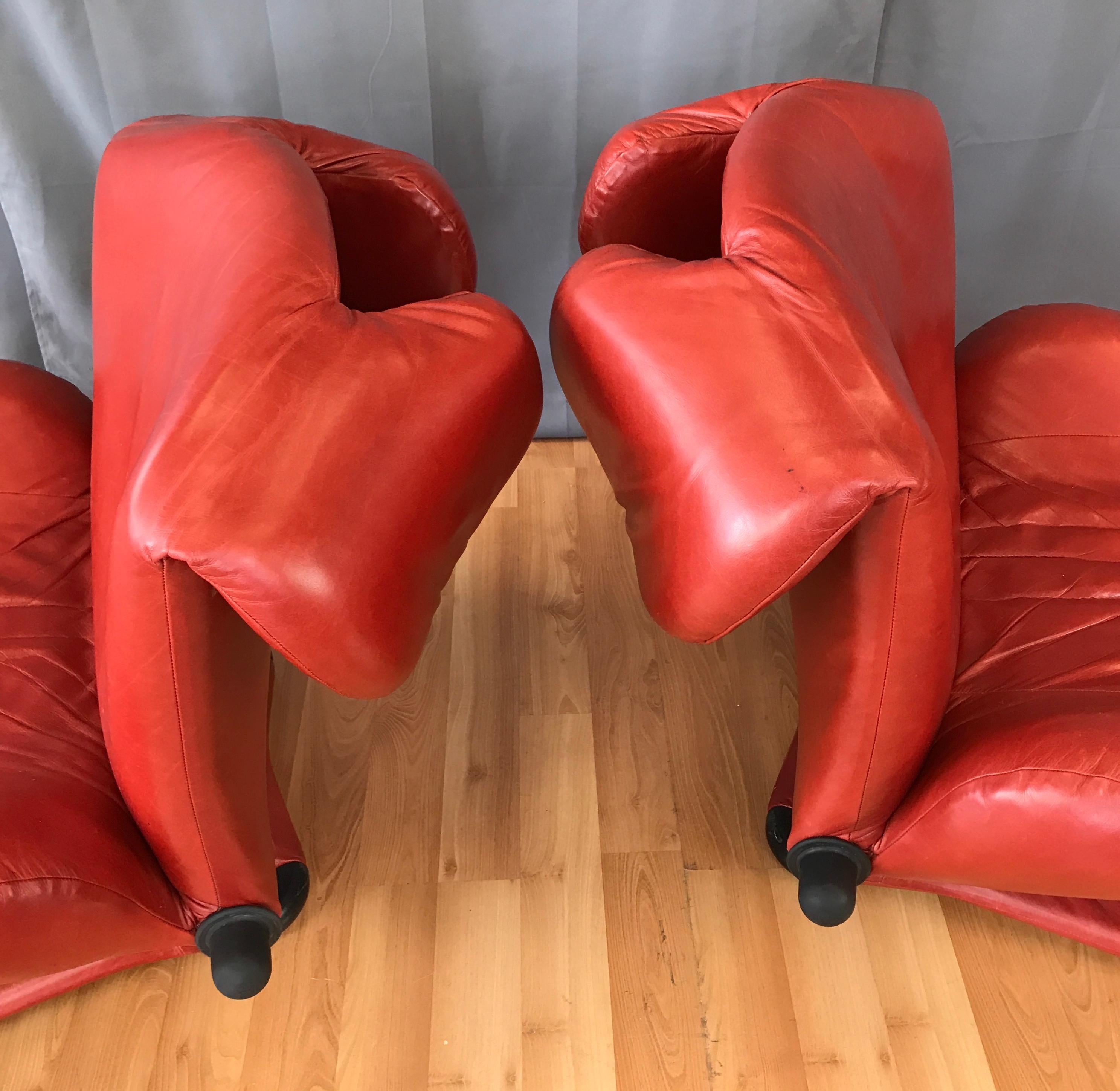 Pair of Toshiyuki Kita for Cassina Wink Convertible Leather Lounge Chairs 4