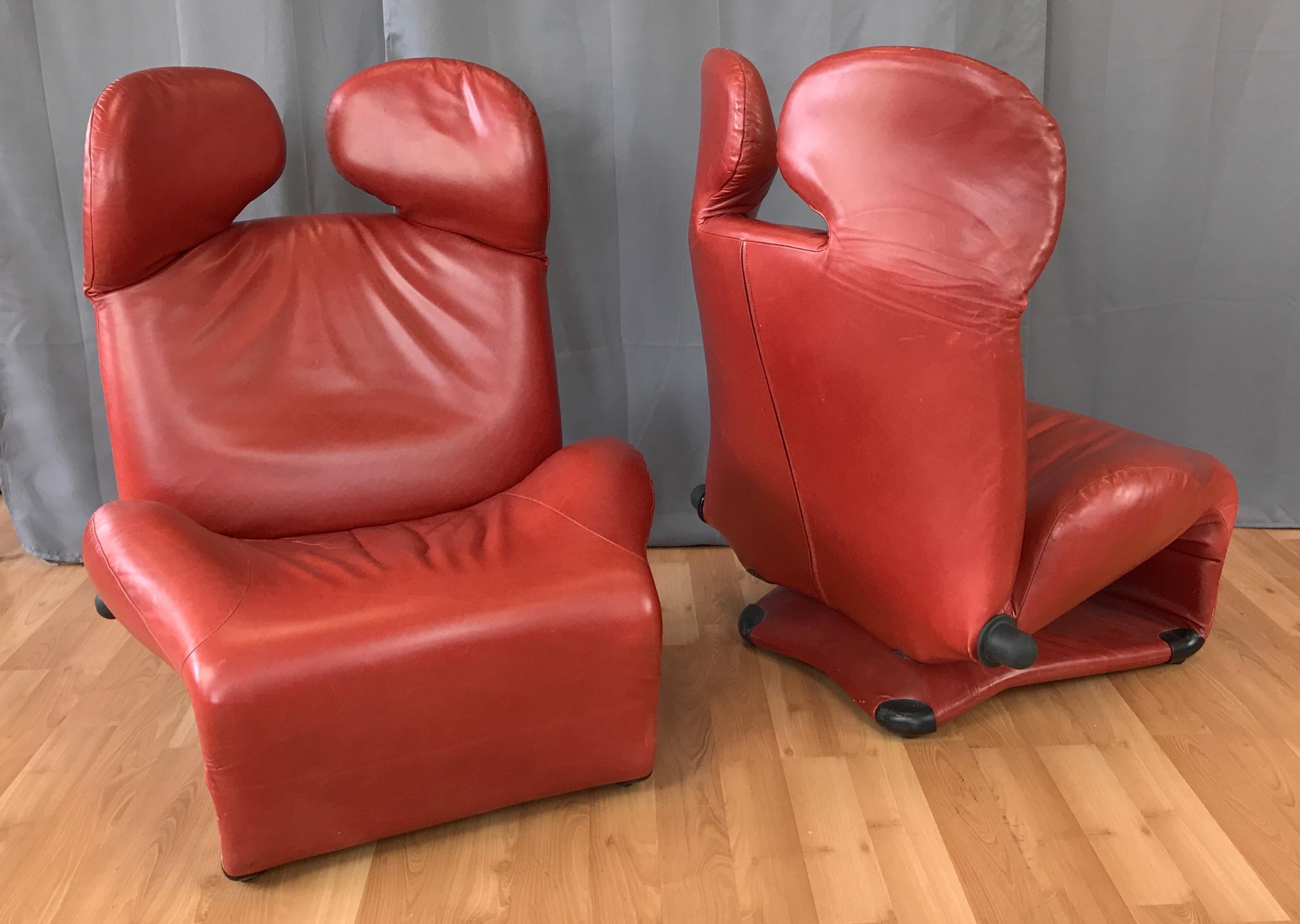 Pair of Toshiyuki Kita for Cassina Wink Convertible Leather Lounge Chairs 6