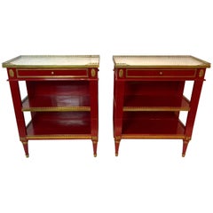 Maison Jansen Pair of Red Marble-Top Side Tables