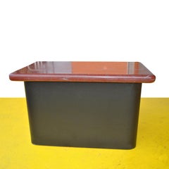 Pair of Red Marble and Wood Side End Tables