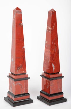 Pair of Red Marble Obelisks