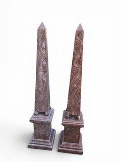 Pair of Red Marble Obelisks, Italy, 1970s