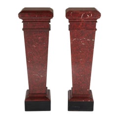 Pair of Red Marble Pedestals in the Neoclassical Style
