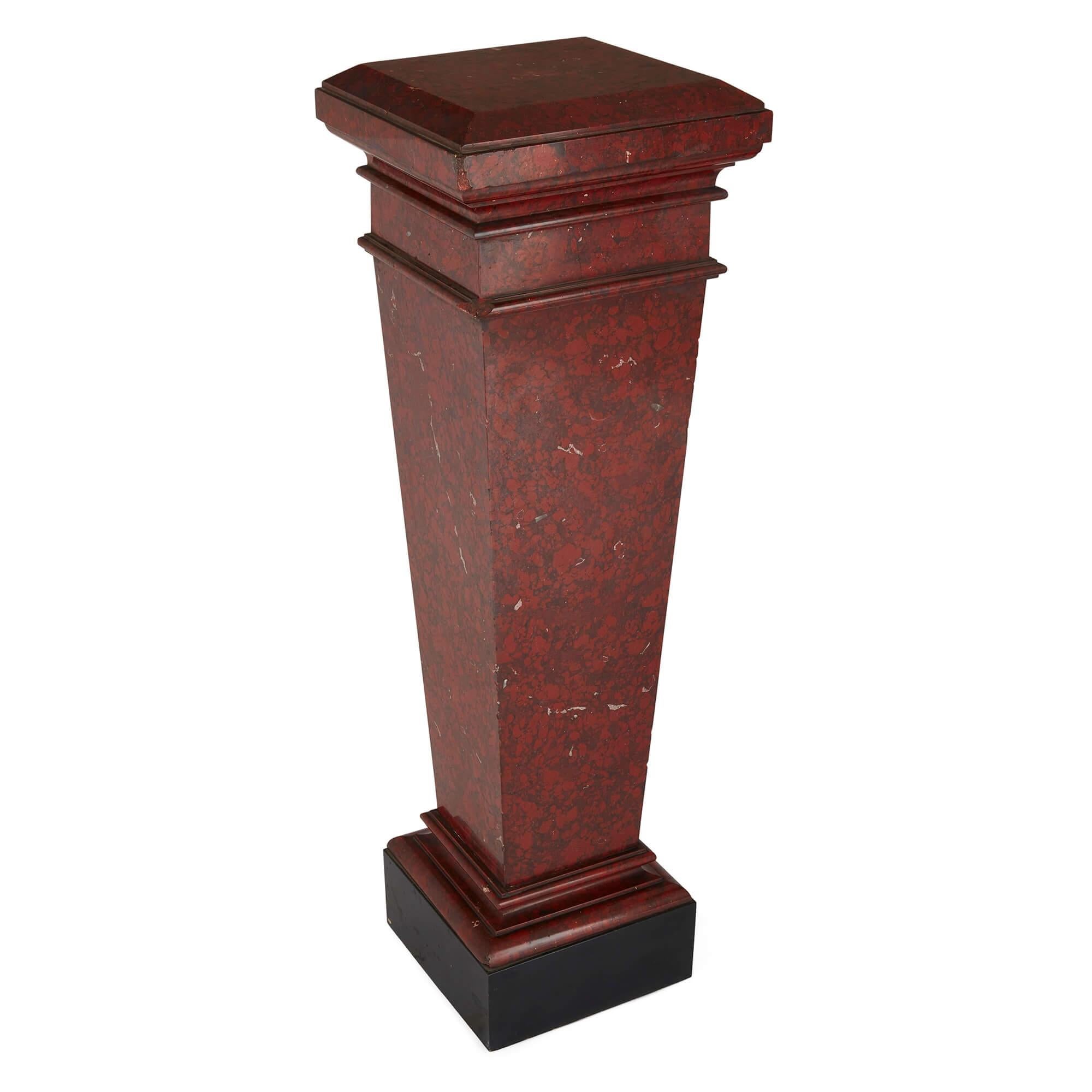 Pair of Red Marble Pedestals in the Neoclassical Style In Good Condition For Sale In London, GB