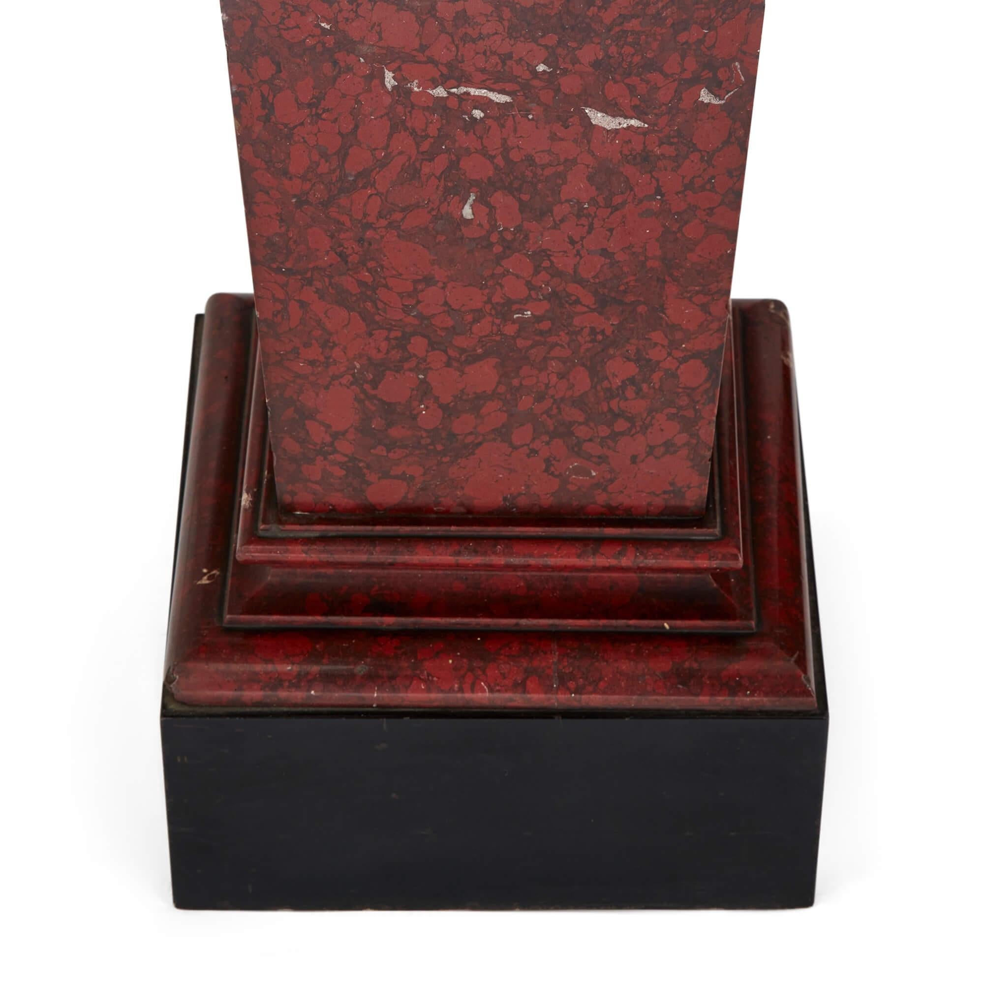 Pair of Red Marble Pedestals in the Neoclassical Style For Sale 1