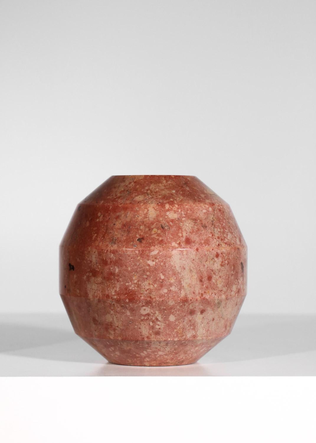 French Pair of red marble vases from the 40's For Sale