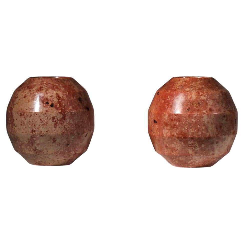 Pair of red marble vases from the 40's For Sale