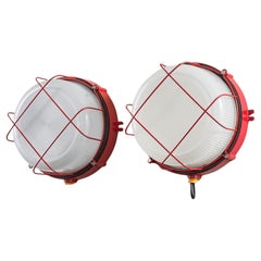 Pair of Red Marine Cage Lamps (set)