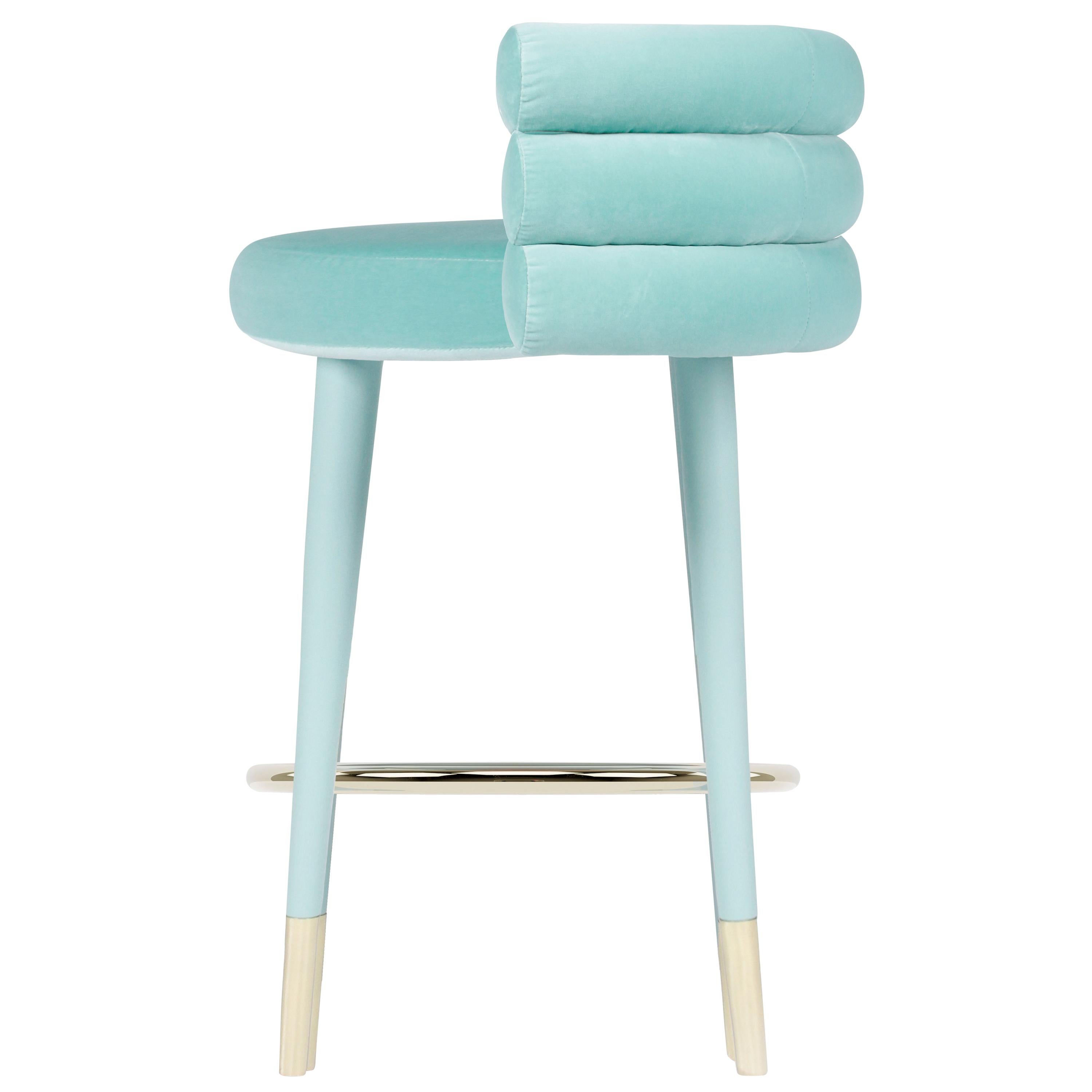 Marshmallow bar stool, Royal stranger
Dimensions: 100 x 70 x 60 cm
Materials: Velvet upholstery, brass
Available in: Mint green, light pink, Royal green, Royal red

Royal stranger is an exclusive furniture brand determined to bring you the best