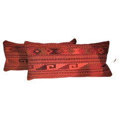 Pair of Red Mexican Indian Weaving Pillows