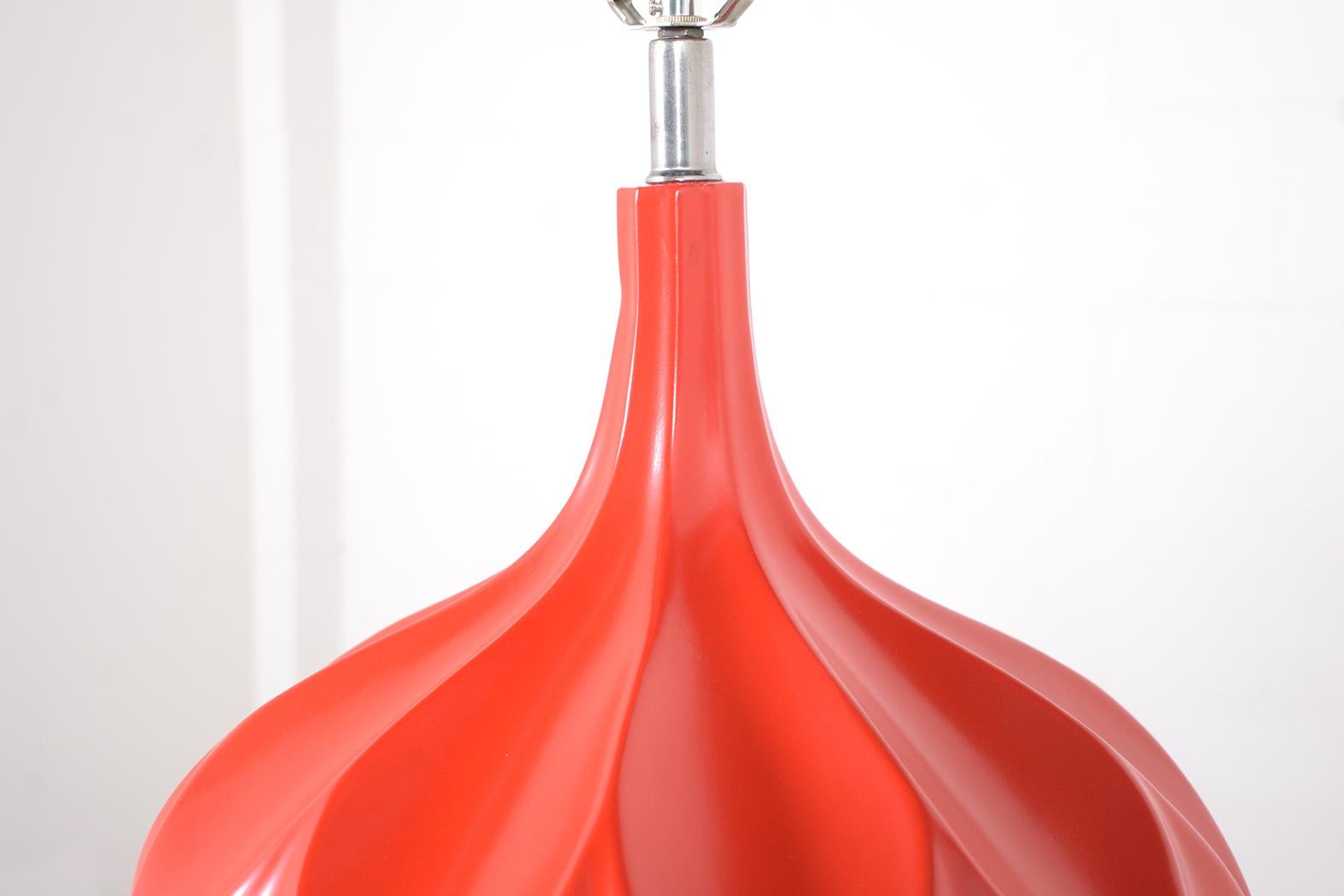 Métal Lampes de table sphériques en céramique des années 1960 restaurées avec abat-jour en lin en vente