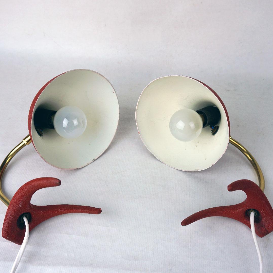 Paire de lampes de bureau rouges du milieu du siècle dernier par Cosack Allemagne en vente 2
