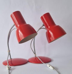 Paar rote Mid-Century-Tischlampen Napako, 1970er Jahre
