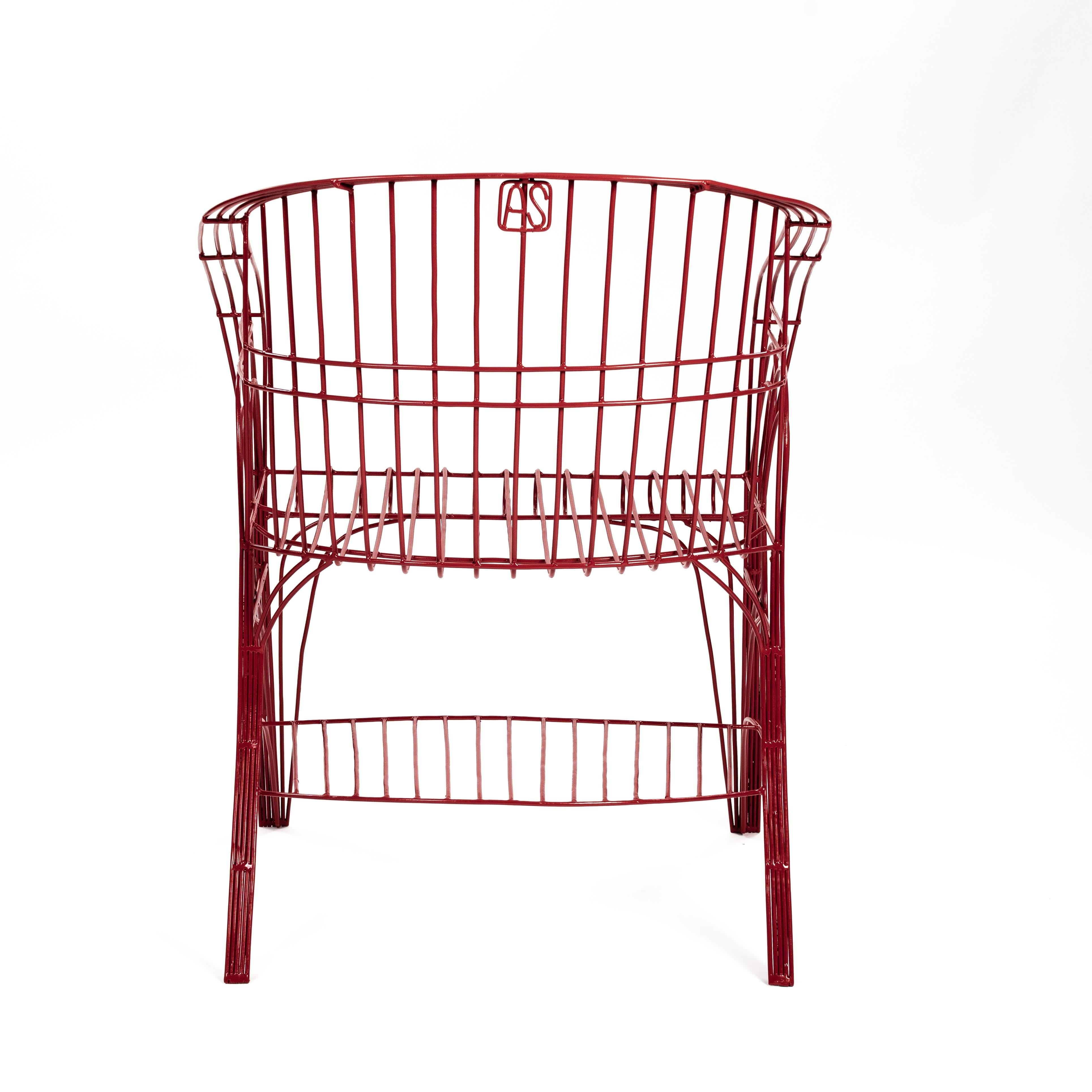Paire de fauteuils italiens modernes rouges en construction soudée par A. Spazzapan 2005 en vente 3