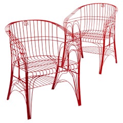 Pair of Red Modern Italian Armchairs in Welded Construction by A. Spazzapan 2005