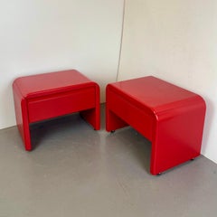 Pair of Red Nightstands, 1980s