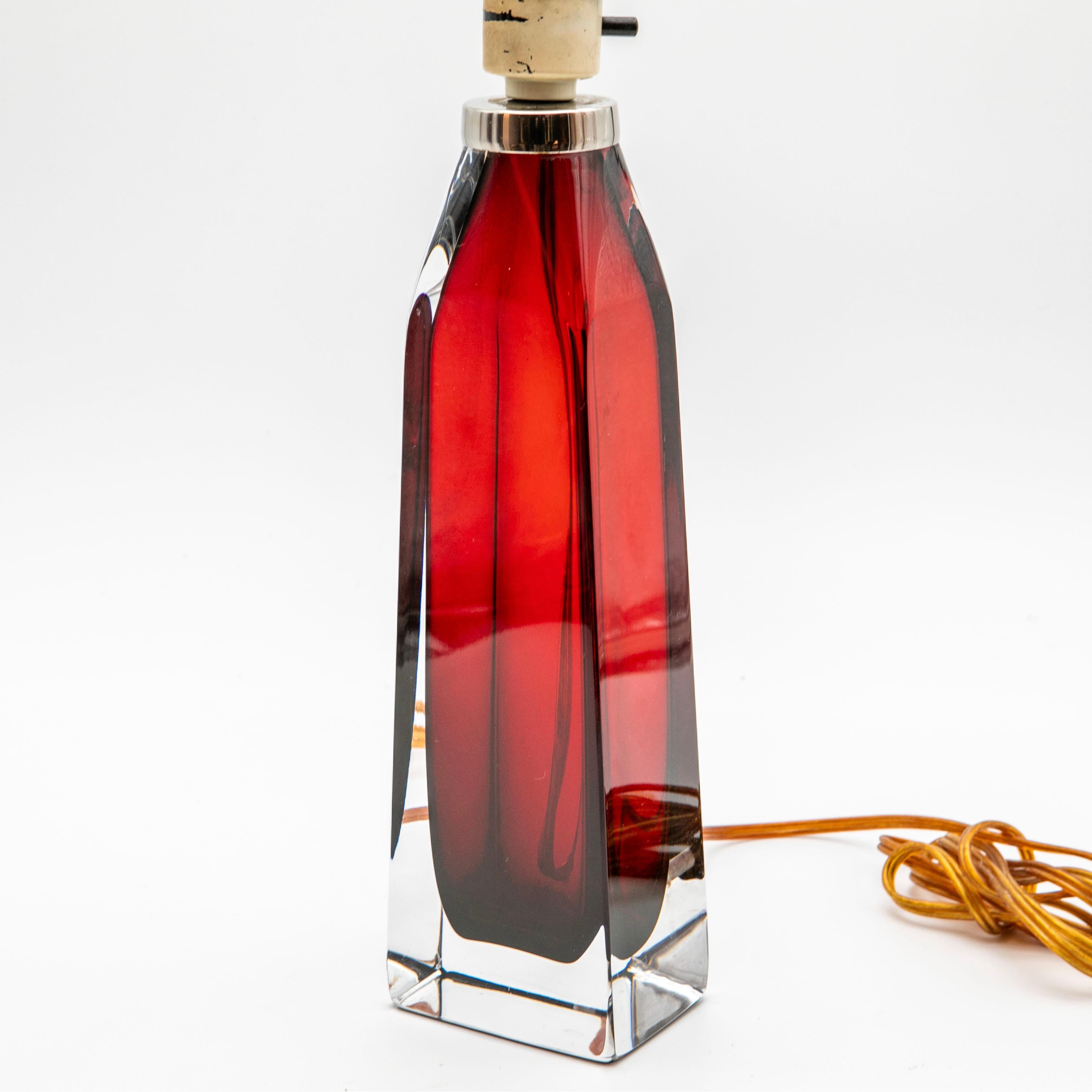 Pair of Red Orrefors Table Lamps By Carl Fagerlund In Good Condition For Sale In Kastrup, DK