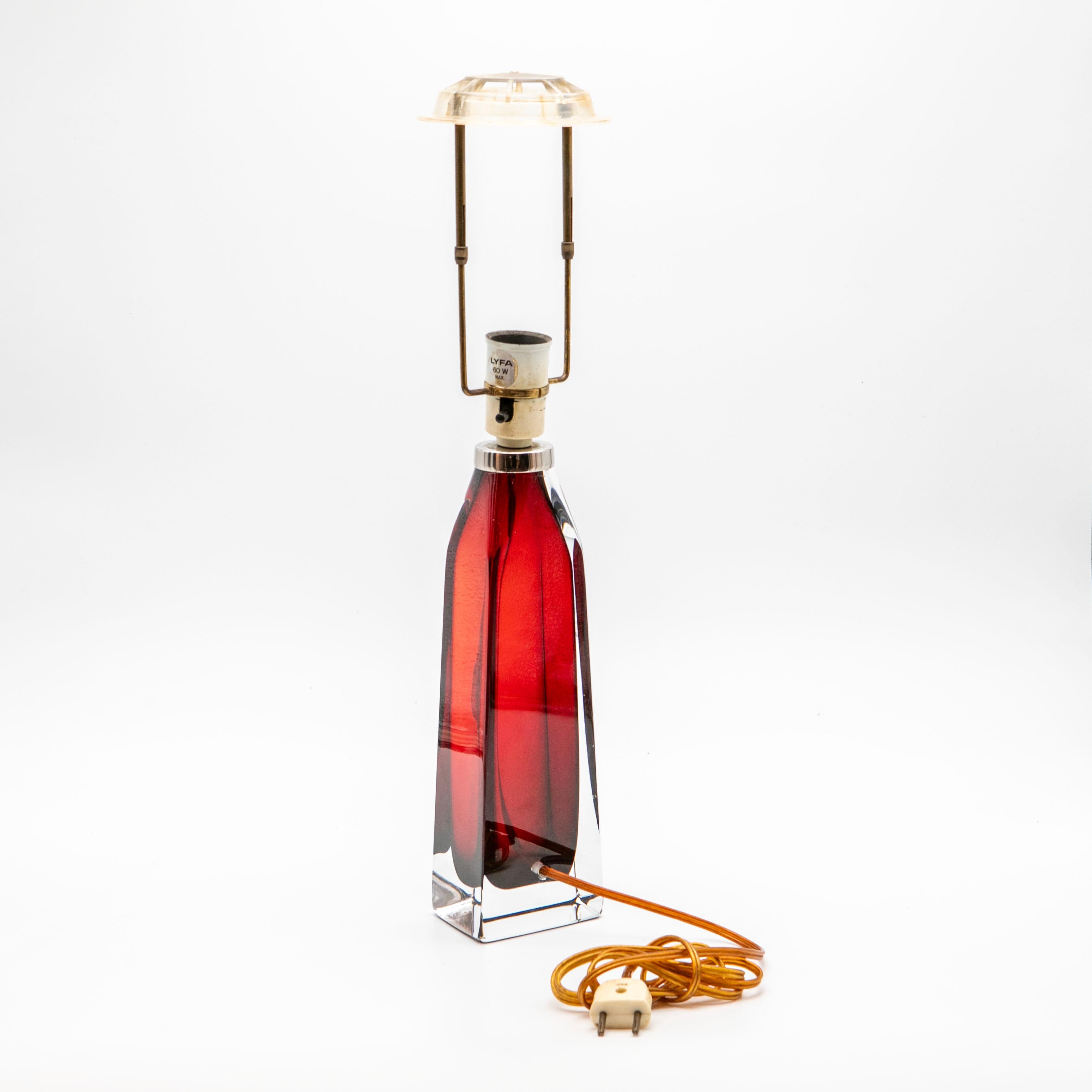 20th Century Pair of Red Orrefors Table Lamps By Carl Fagerlund For Sale
