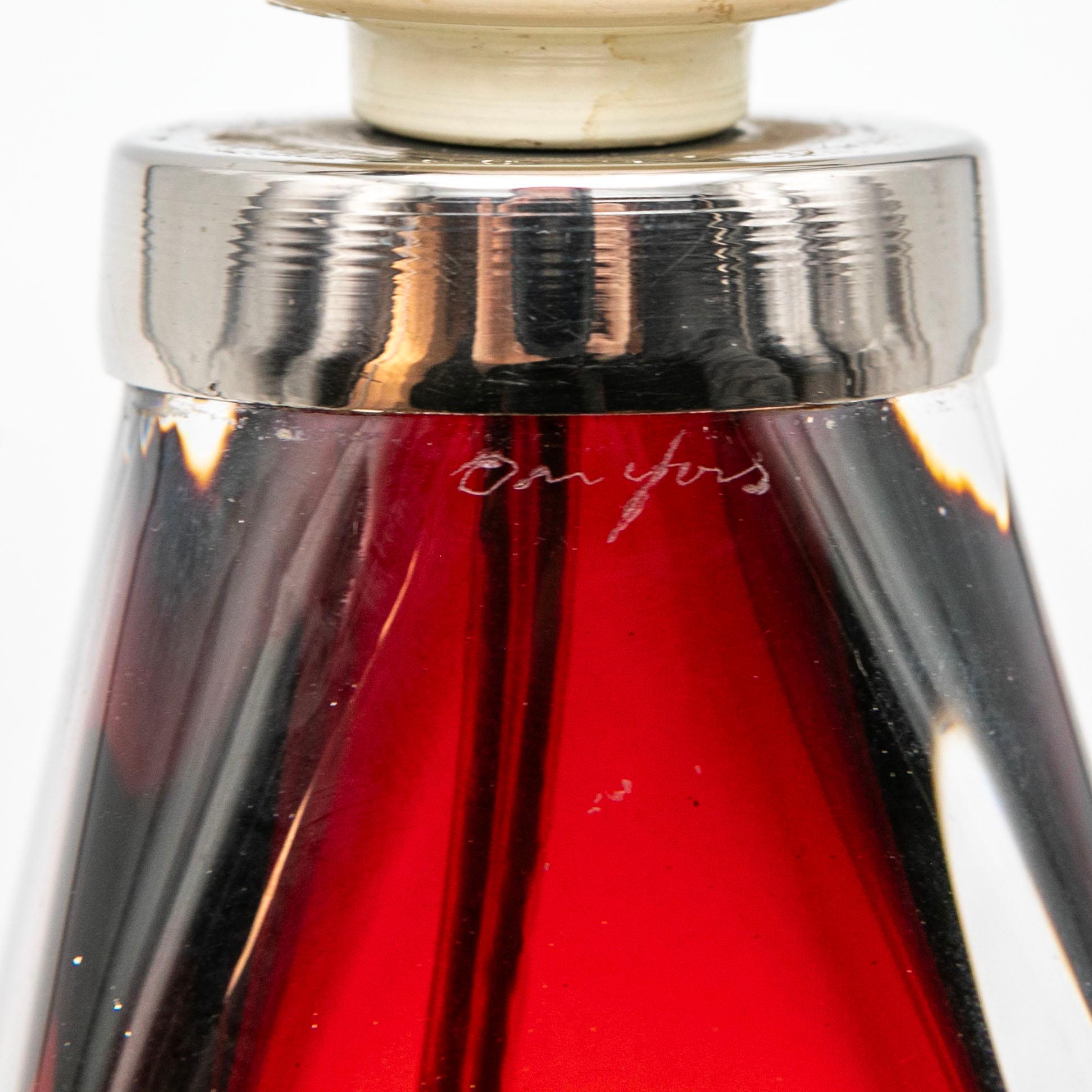Pair of Red Orrefors Table Lamps By Carl Fagerlund For Sale 3