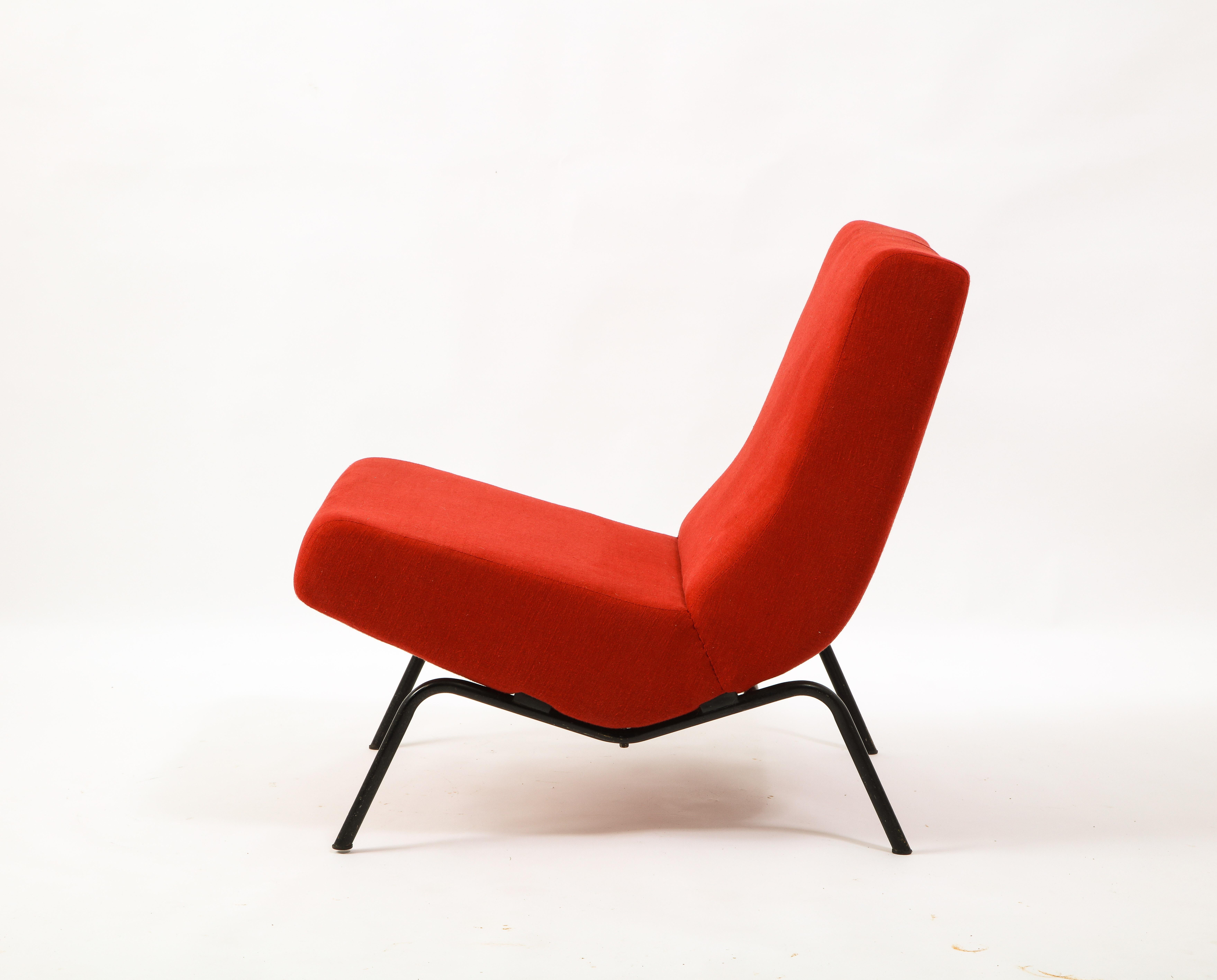 Metal Pierre Paulin Pair of Red CM 195 Chairs, Netherlands 1960's