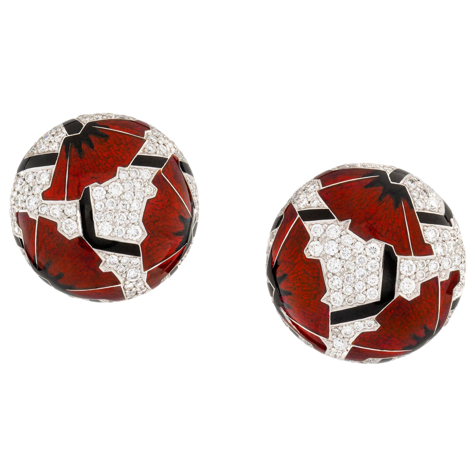 Pair of Red Poppies Art Deco Style Earrings by Ilgiz F