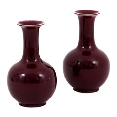 Pair of Red “sang-de-bœuf” Porcelain Vases, 1950s