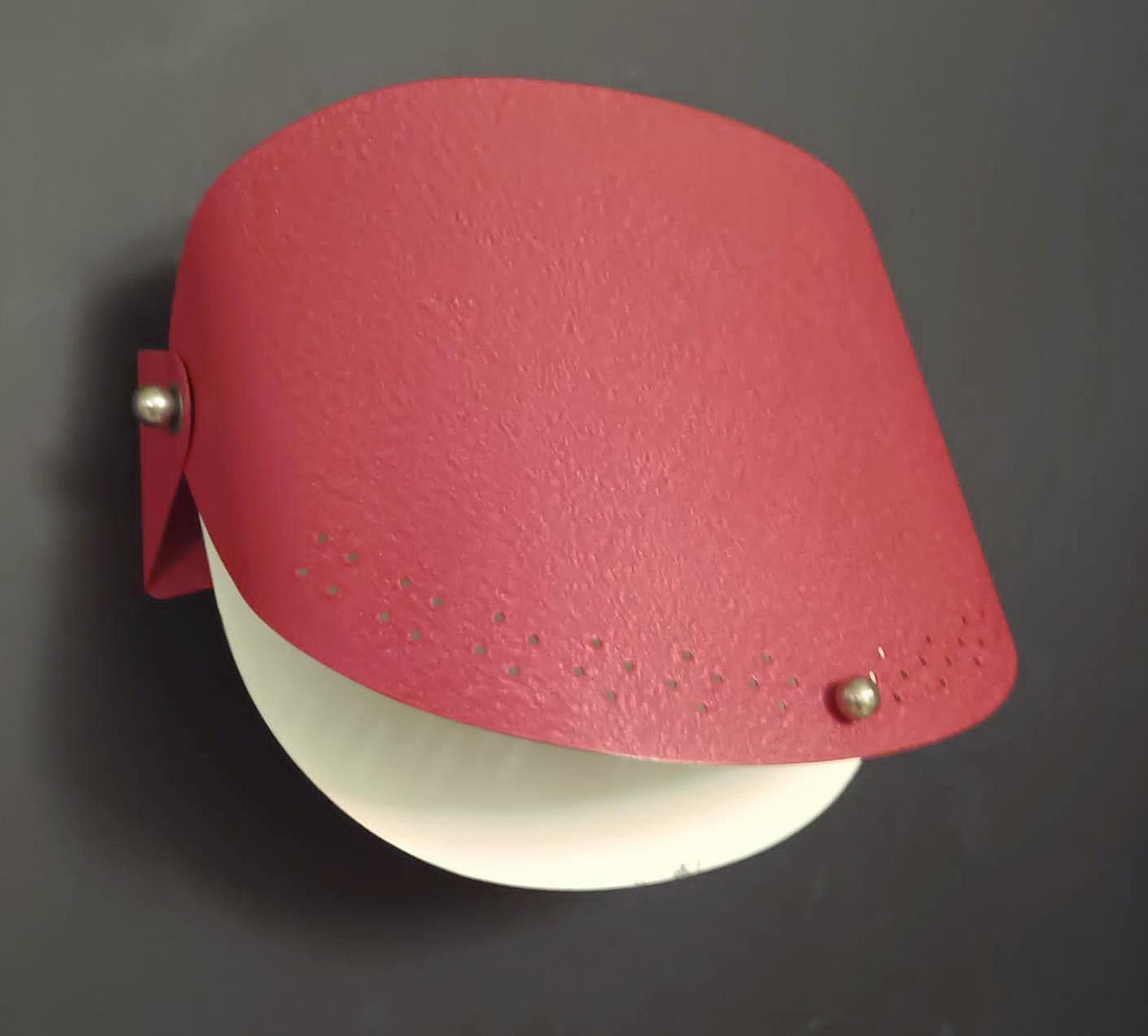 Mid-Century Modern Pair of Red Sconces For Sale