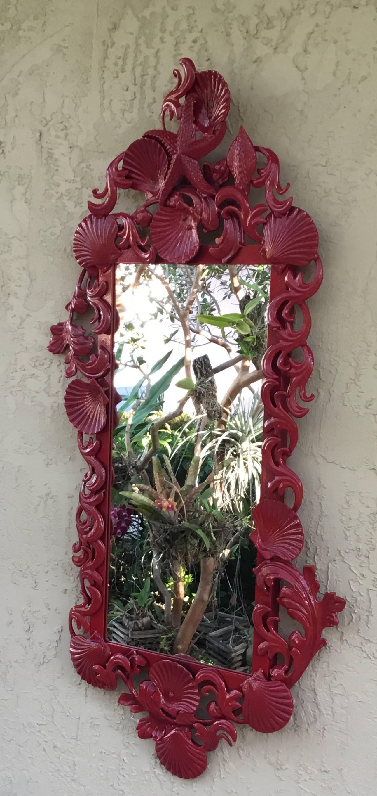 Pair of Red Sea Shell Mirrors 7